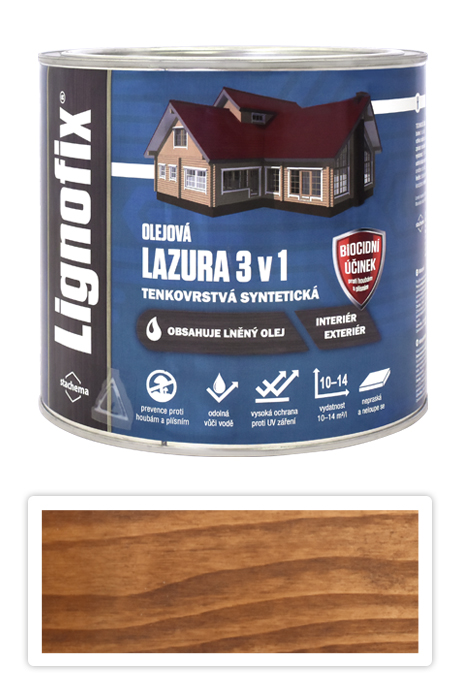 Lignofix LAZURA 3v1 - olejová lazura s biocidem 2.2 l Ořech