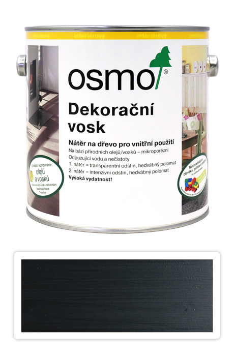 OSMO Dekorační vosk intenzivní odstíny 2.5 l Černý 3169