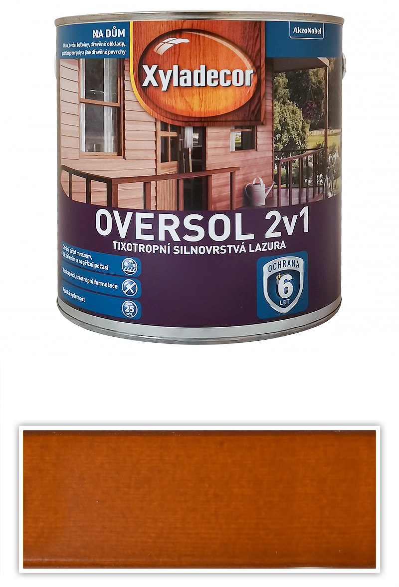 XYLADECOR Oversol 2v1 - tixotropní silnovrstvá lazura na dřevo 2.5 l Meranti