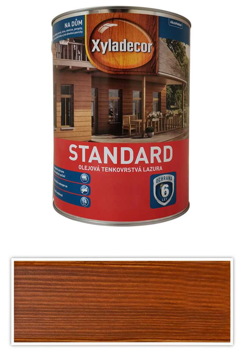 XYLADECOR Standard - olejová tenkovrstvá lazura na dřevo 5 l Indický teak