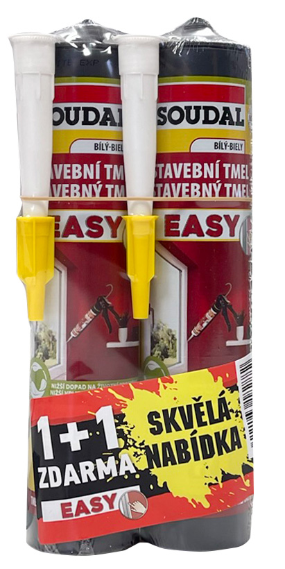 SOUDAL EASY stavební tmel na všechny podklady 280 ml Bílý 1 + 1 ZDARMA