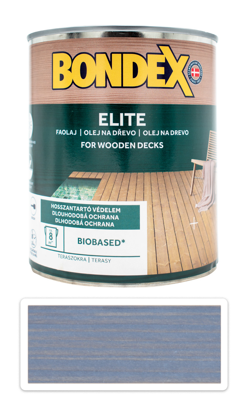 BONDEX Elite - odolný rychleschnoucí ochranný olej na dřevo v exteriéru 0.75 l Křemenně šedá