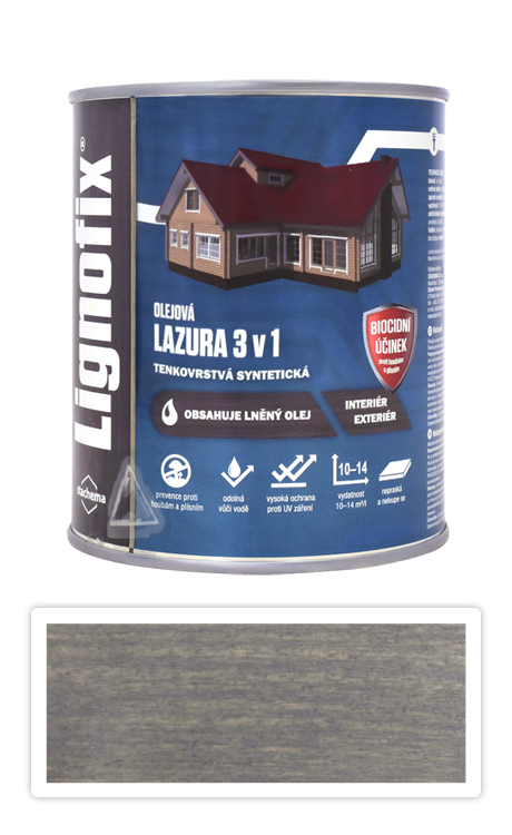 Lignofix LAZURA 3v1 - olejová lazura s biocidem 0.6 l Antik šedá