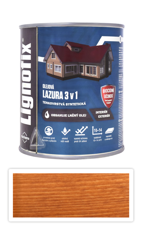 Lignofix LAZURA 3v1 - olejová lazura s biocidem 0.6 l Mahagon