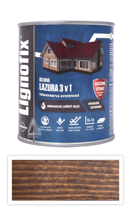 Lignofix LAZURA 3v1 - olejová lazura s biocidem 0.6 l Wenge