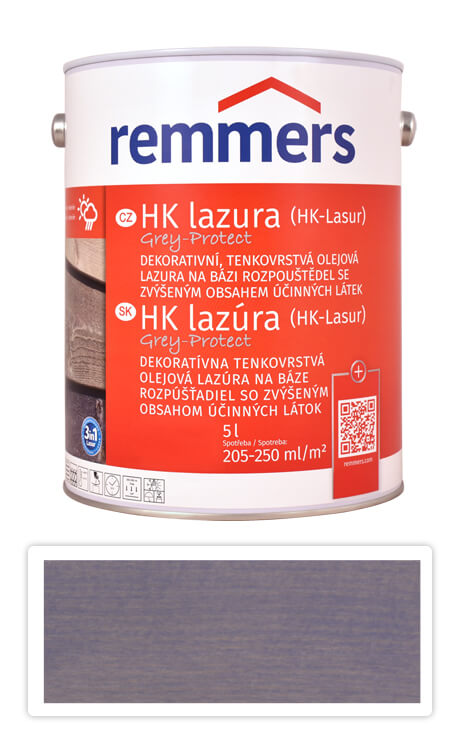 REMMERS HK lazura Grey Protect - ochranná lazura na dřevo pro exteriér 5 l Fenstergrau / Okenní šedá FT 20931