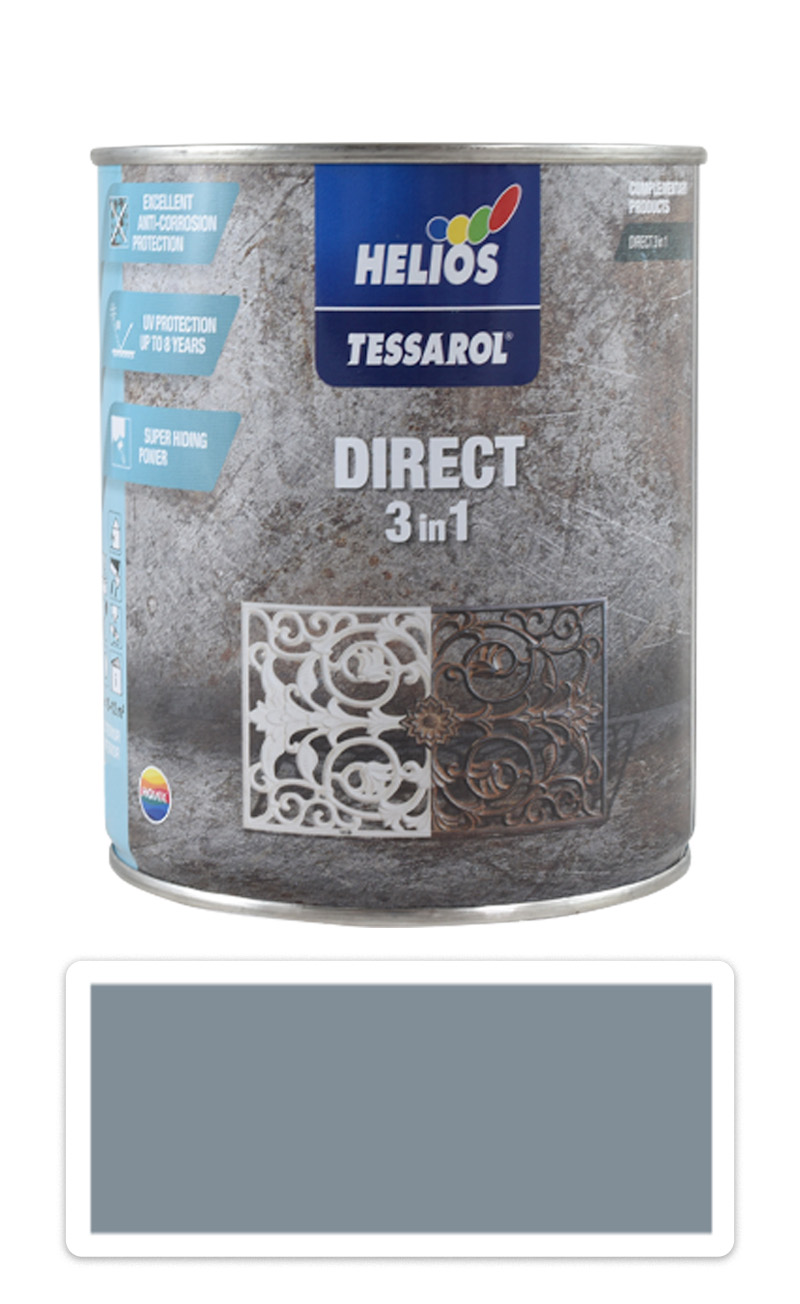 TESSAROL Direct 3in1 - antikorozní barva na kov 0.75 l Středně šedá RAL 7046