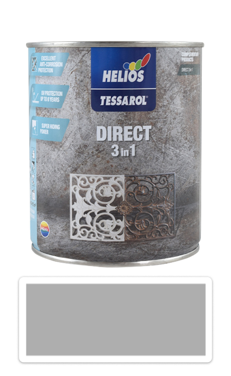 TESSAROL Direct 3in1 - antikorozní barva na kov 0.75 l Světle šedá RAL 9006