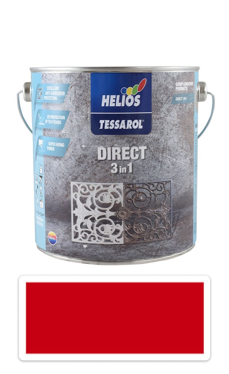 TESSAROL Direct 3in1 - antikorozní barva na kov 2.5 l Červená RAL 3000