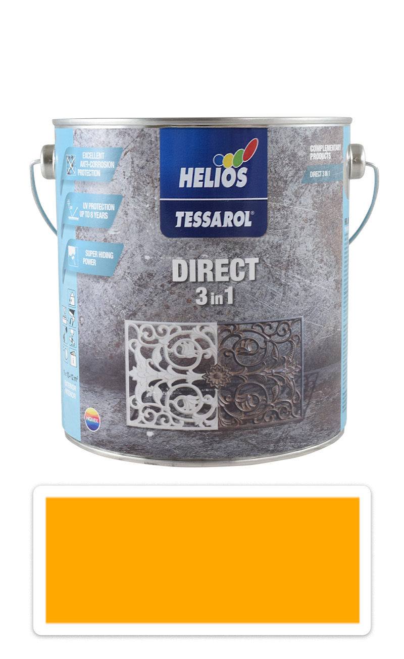 TESSAROL Direct 3in1 - antikorozní barva na kov 2.5 l Žlutá RAL 1003