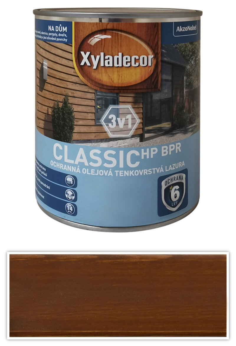 XYLADECOR Classic HP BPR 3v1 - ochranná olejová tenkovrstvá lazura na dřevo 0.75 l Kaštan