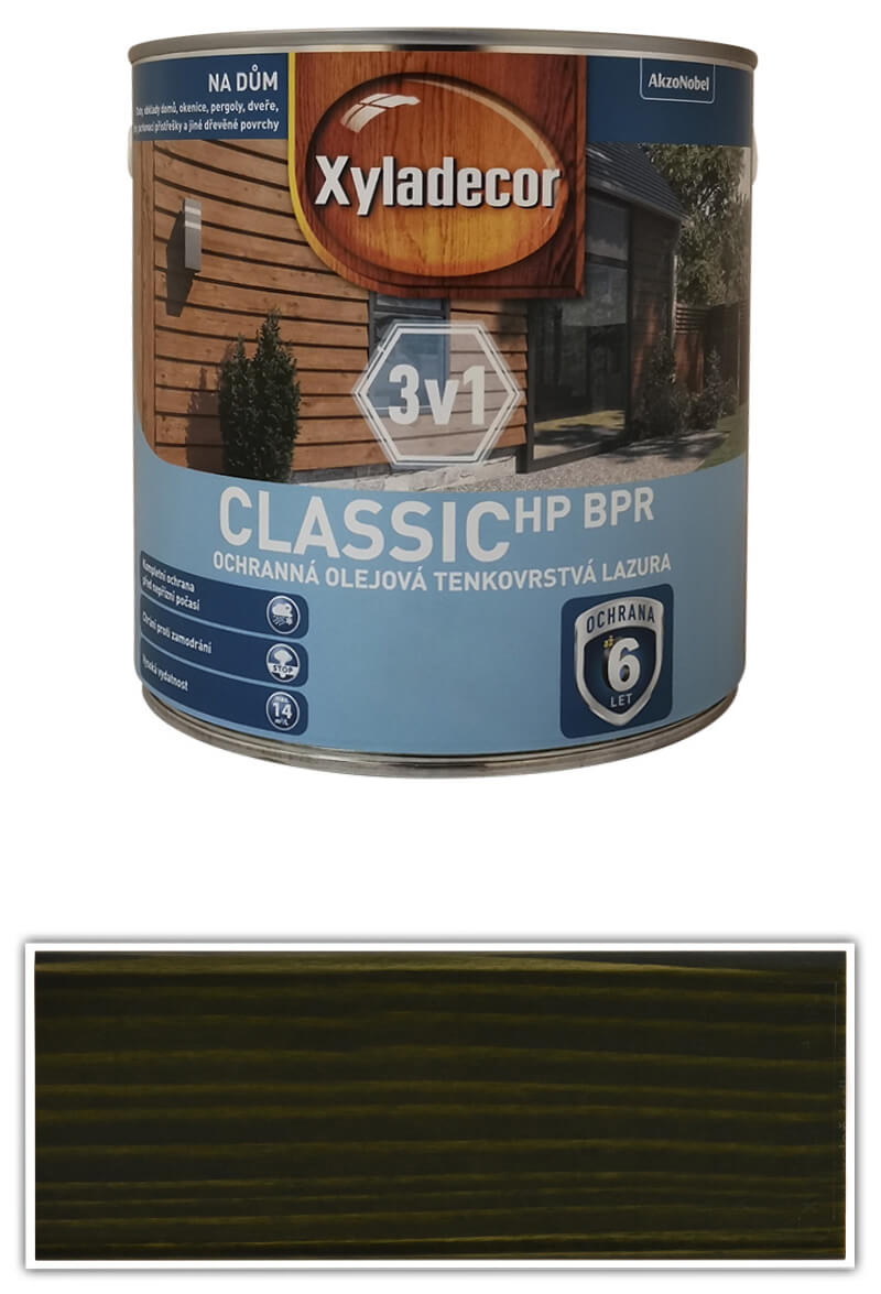 XYLADECOR Classic HP BPR 3v1 - ochranná olejová tenkovrstvá lazura na dřevo 2.5 l Jedlová zeleň