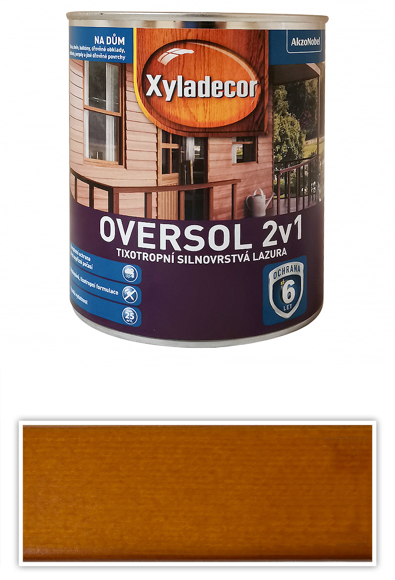 XYLADECOR Oversol 2v1 - tixotropní silnovrstvá lazura na dřevo 0.75 l Sipo