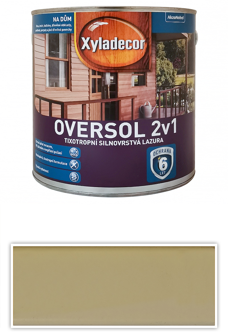 XYLADECOR Oversol 2v1 - tixotropní silnovrstvá lazura na dřevo 2.5 l Bílá krycí