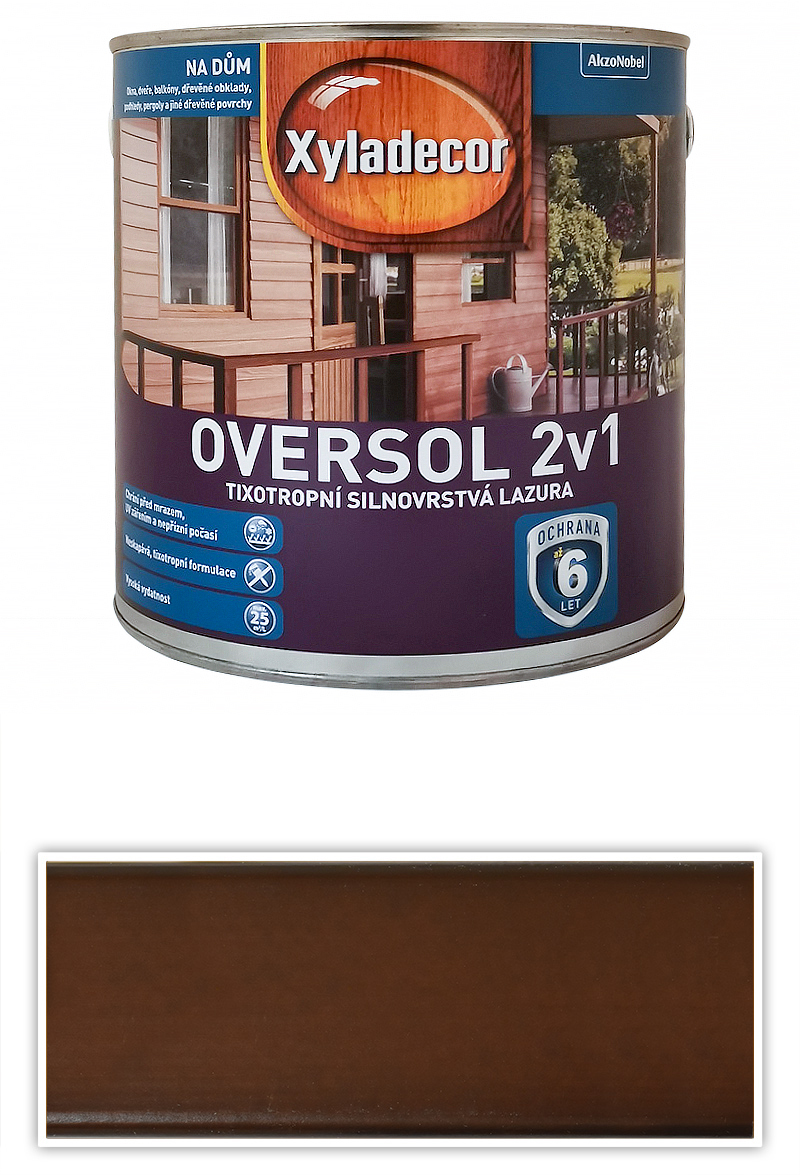 XYLADECOR Oversol 2v1 - tixotropní silnovrstvá lazura na dřevo 2.5 l Lískový ořech