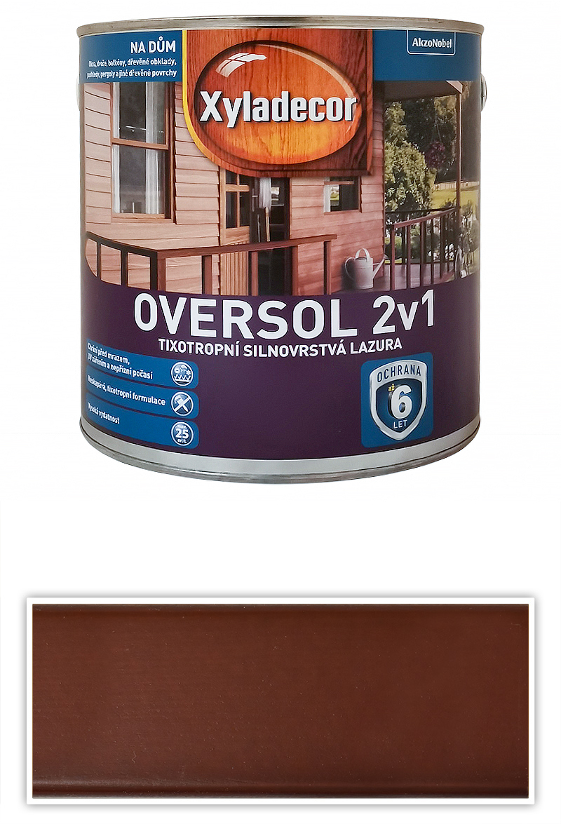 XYLADECOR Oversol 2v1 - tixotropní silnovrstvá lazura na dřevo 2.5 l Rosewood