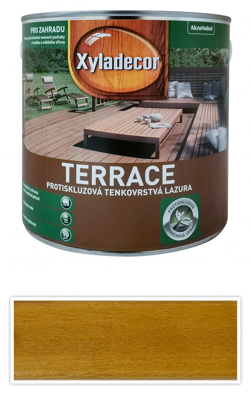 XYLADECOR Terrace - protiskluzová tenkovrstvá lazura na dřevěné terasy 2.5 l Bezbarvá