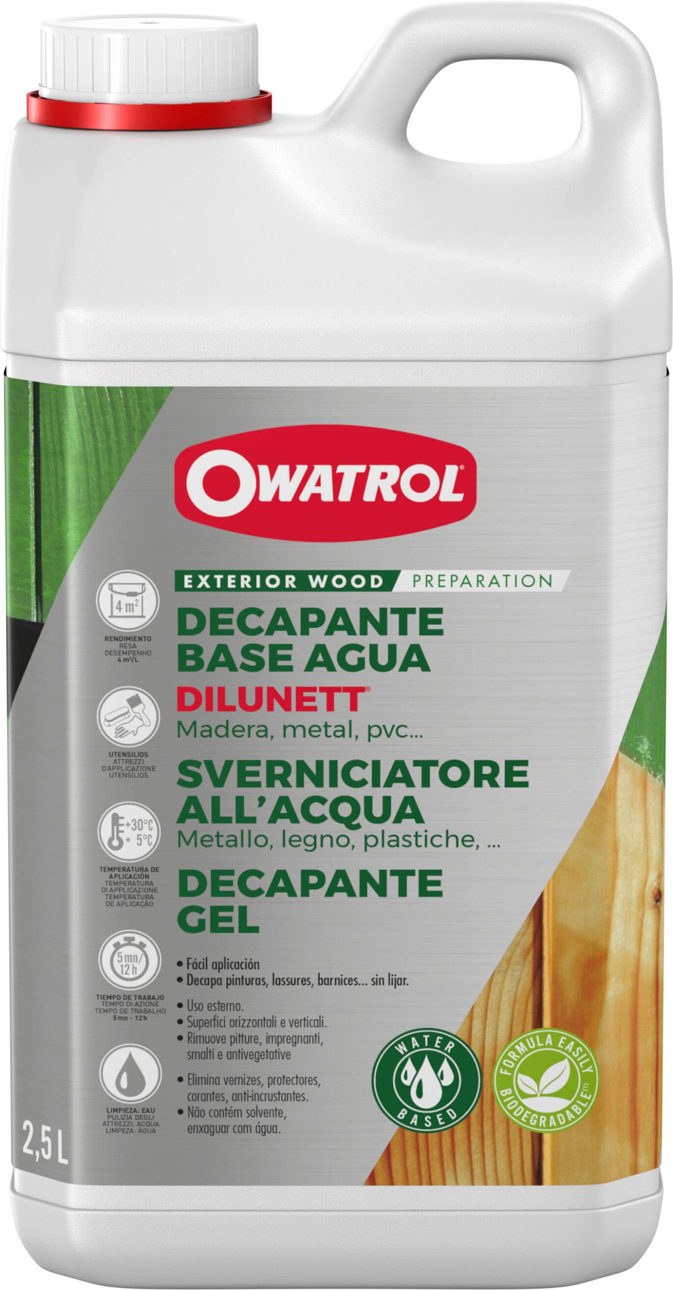 OWATROL Dilunett - bezrozpouštědlový odstraňovač nátěrů na různé povrchy Gel 2.5 l