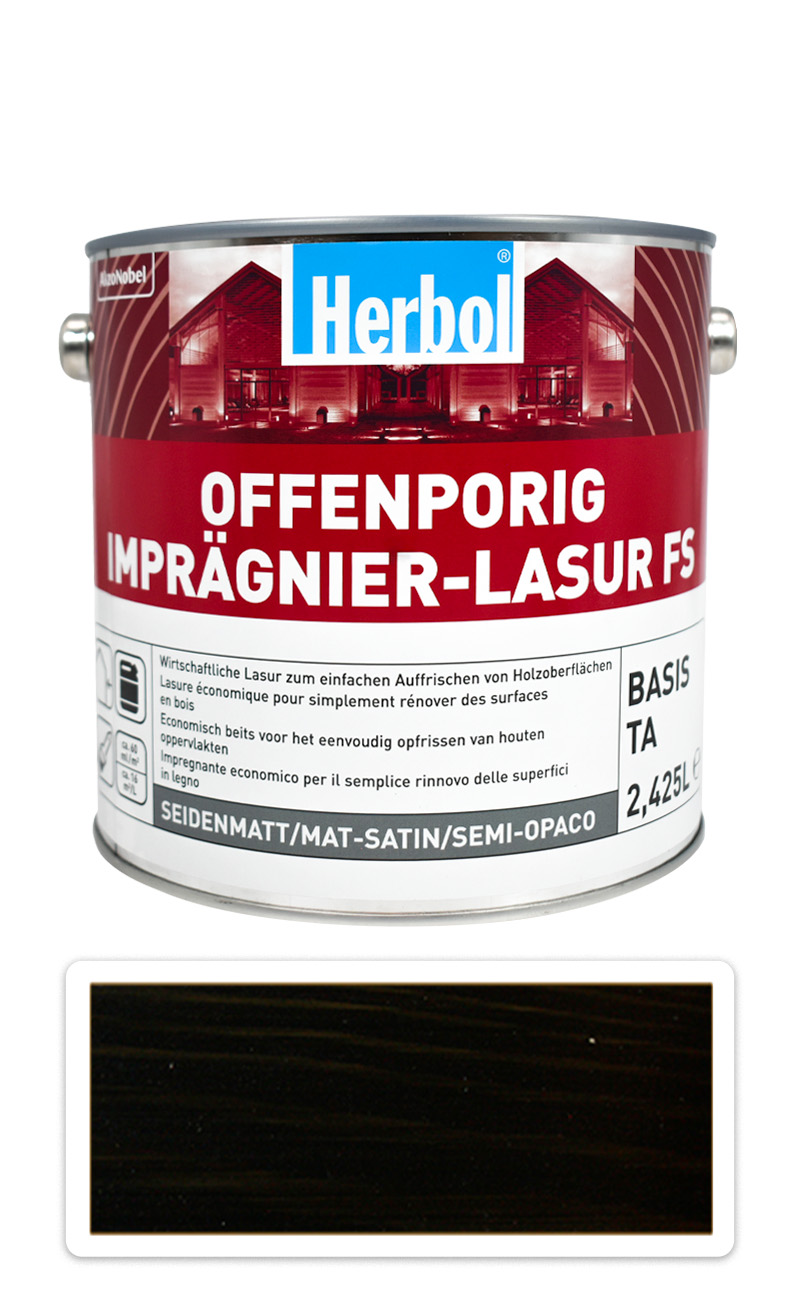 HERBOL Offenporig Impragnier-Lasur FS - impregnační lazura na dřevo 2.5 l Eben