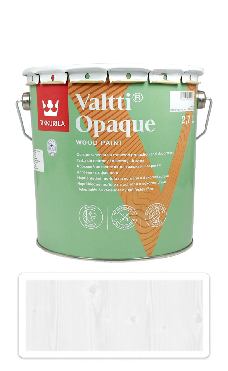 TIKKURILA Valtti Opaque - polomatná krycí barva na dřevo 2.7 l Bílá