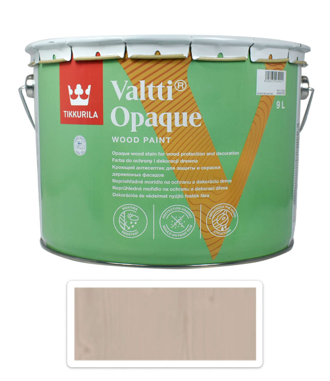 TIKKURILA Valtti Opaque - polomatná krycí barva na dřevo 9 l Q643